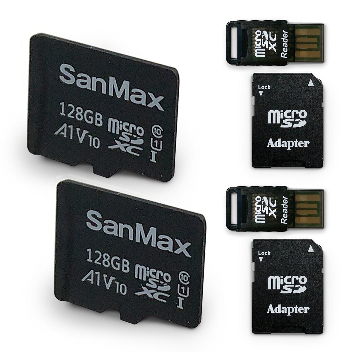 SanMax microSDXC カード 128GB V10 A1 3-IN-1 2個セット