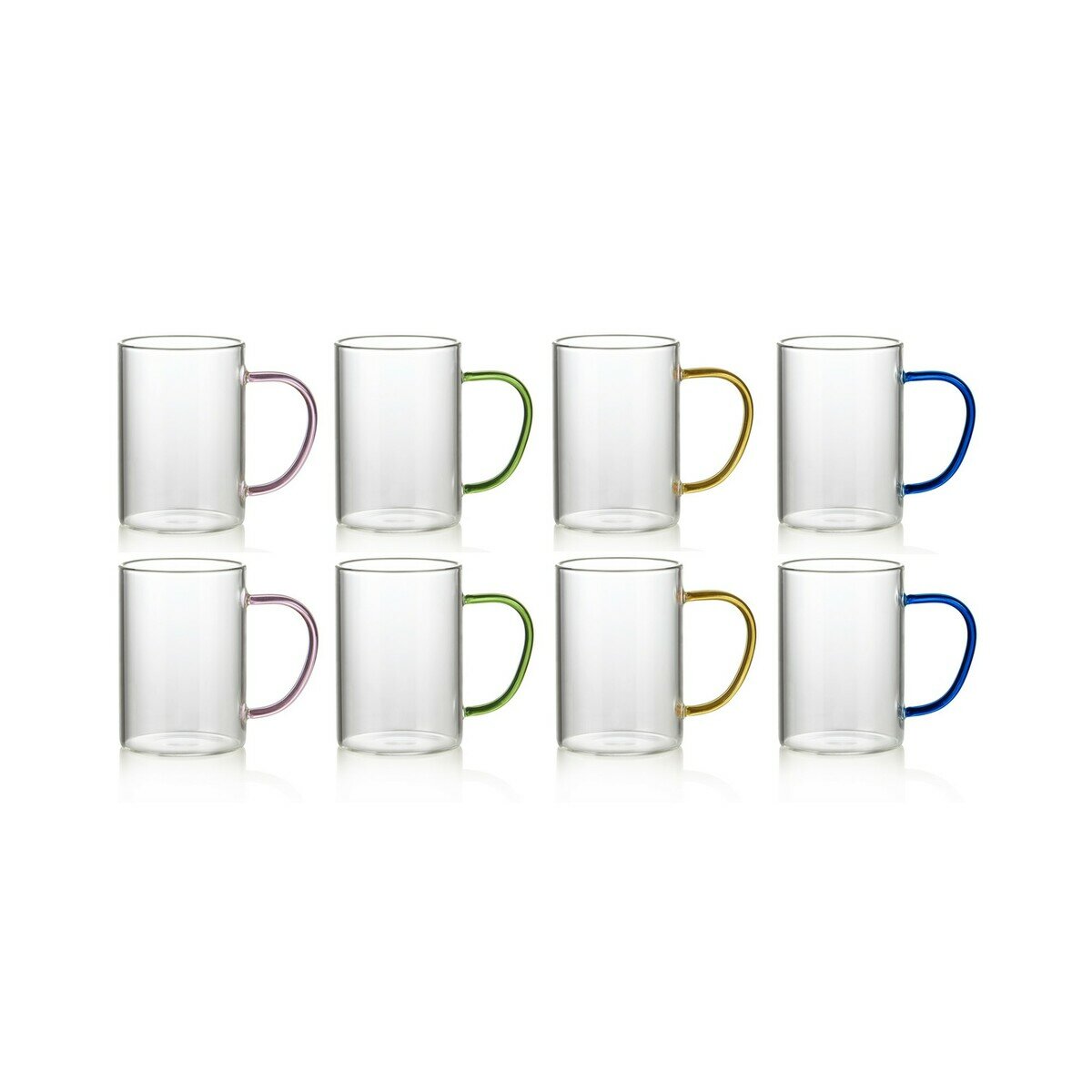 キングクリスタル カラーハンドルガラスカップ 8個 キングクリスタル カラーハンドルガラスカップ 8個