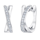18K ホワイトゴールド 0.25カラット X フープ ピアス