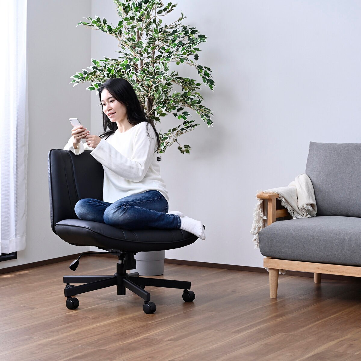 YAMAZEN ソファチェア あぐらがかける椅子 ブラック | Costco Japan