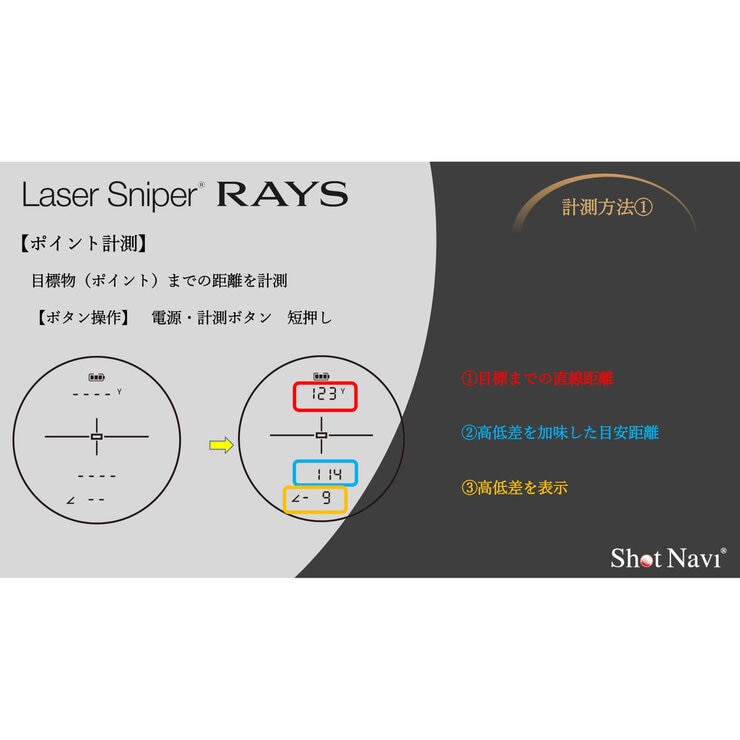 ショットナビ レーザースナイパー レイズ ゴルフ用 レーザー距離計測器 ショットナビ レーザースナイパー レイズ ゴルフ用 レーザー距離計測器