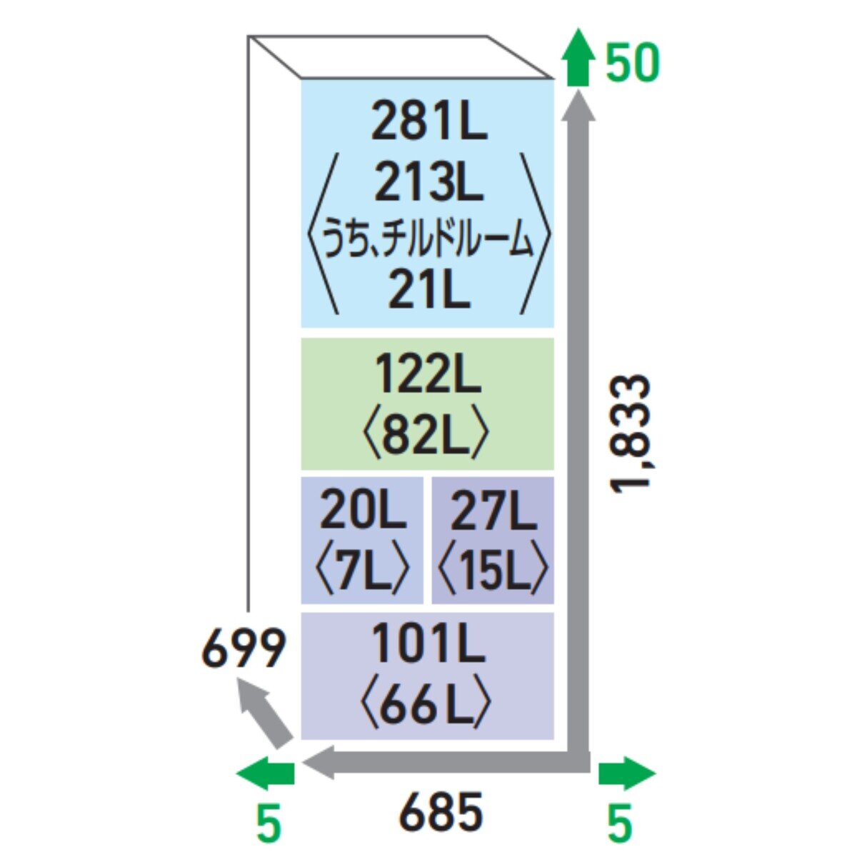 東芝 551L 冷蔵庫 GR-V550FH