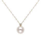 18K イエローゴールド あこや パール 7.5mm ＆ ダイヤモンド 0.03カラット ネックレス