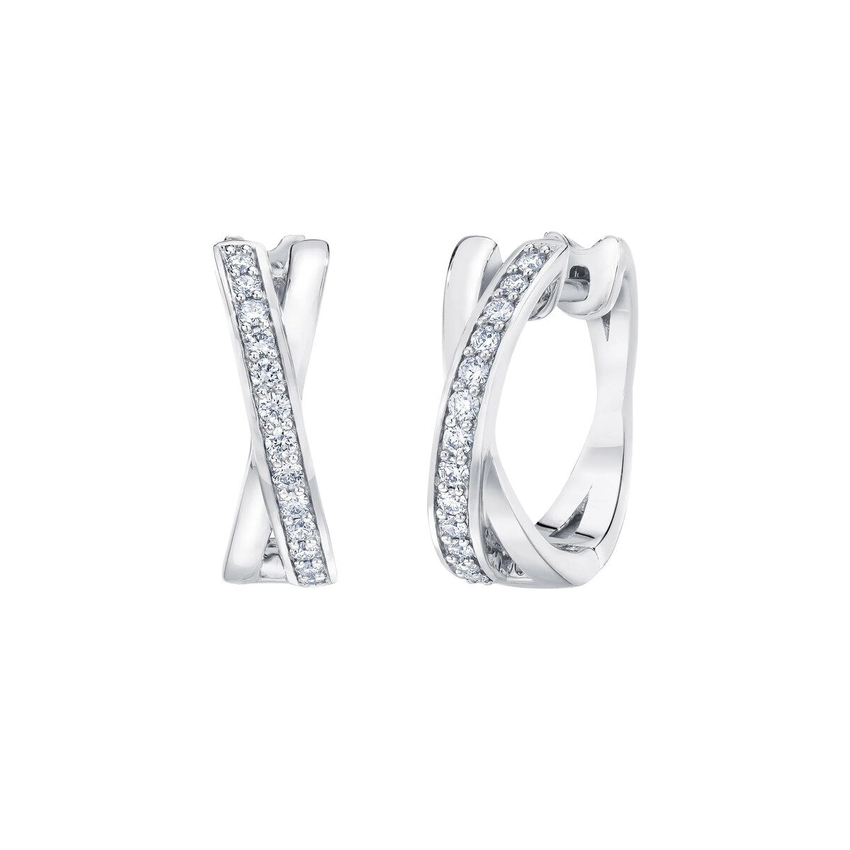 18K ホワイトゴールド 0.25カラット X フープ ピアス