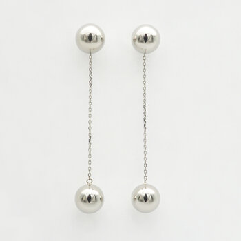 プラチナ 7.5mm ボール チェーン付き 2Way ピアス