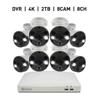 Swann 8CH 4K DVRシステム 2TB バレット型 カメラ8台