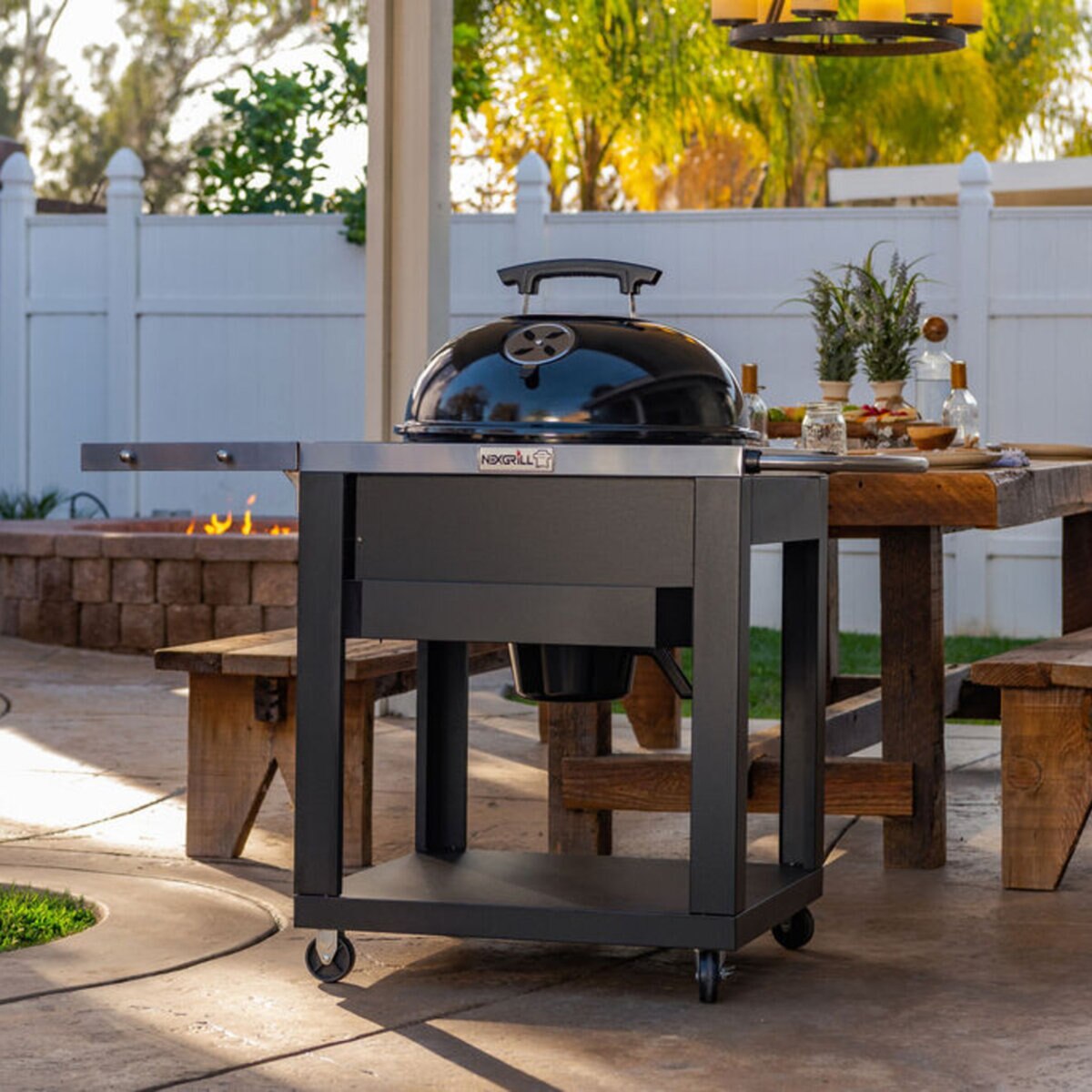 202103Nexgrill チャコール ケトルグリル カート付CHARCOAL KETTLE GRILL WITH CARTビルトイン温度計