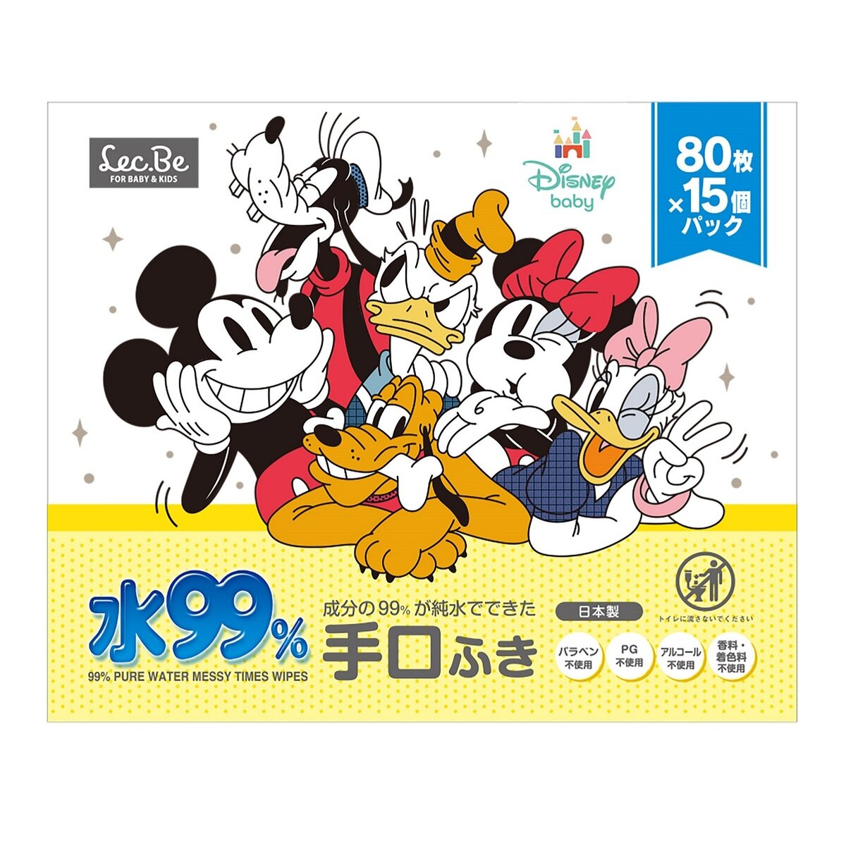 水99% 手口ふき / ミッキー＆フレンズ 80枚入ｘ15個 (1200枚)