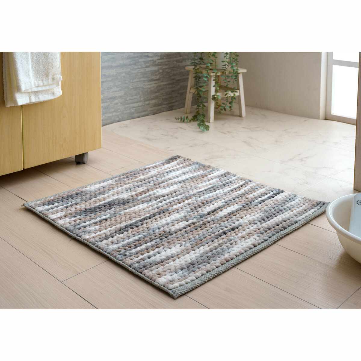インド手織り バスマット フロー 60x60cm 2枚セット