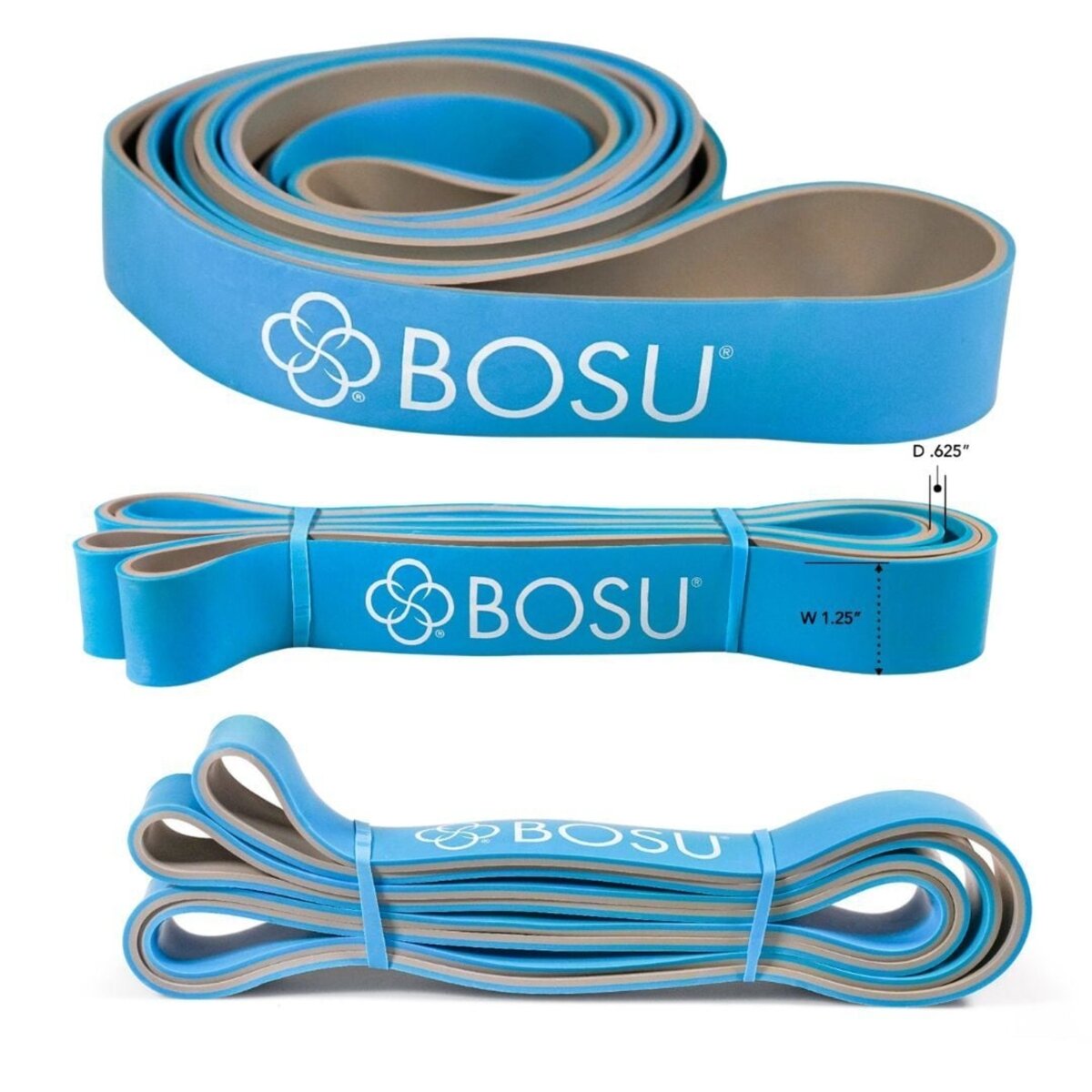 BOSU ゴム製 レジスタンスバンド 中負荷：20-45kg ブルー 104cm
