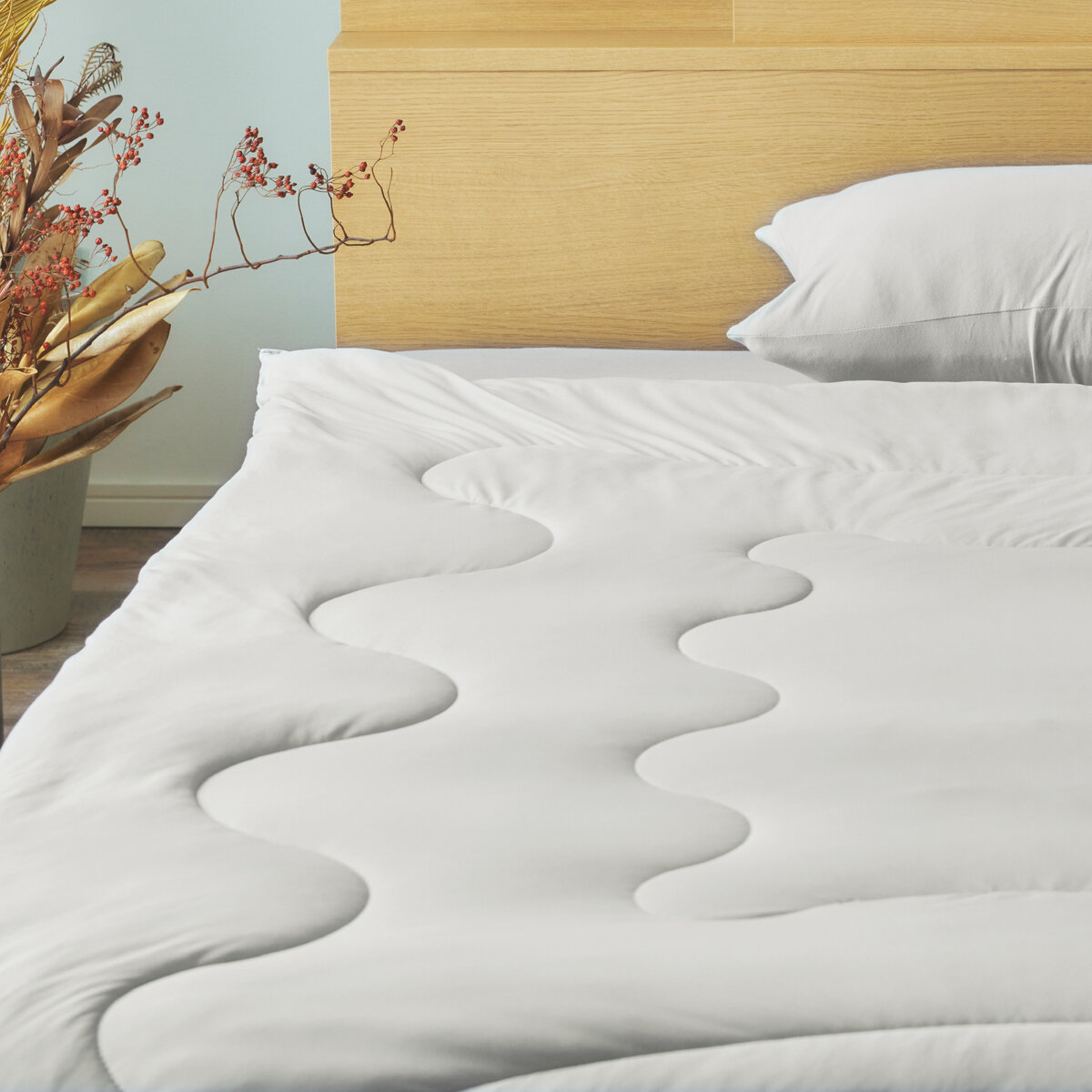 ポリ+コットン コンフォーター セミダブル ライトグレー