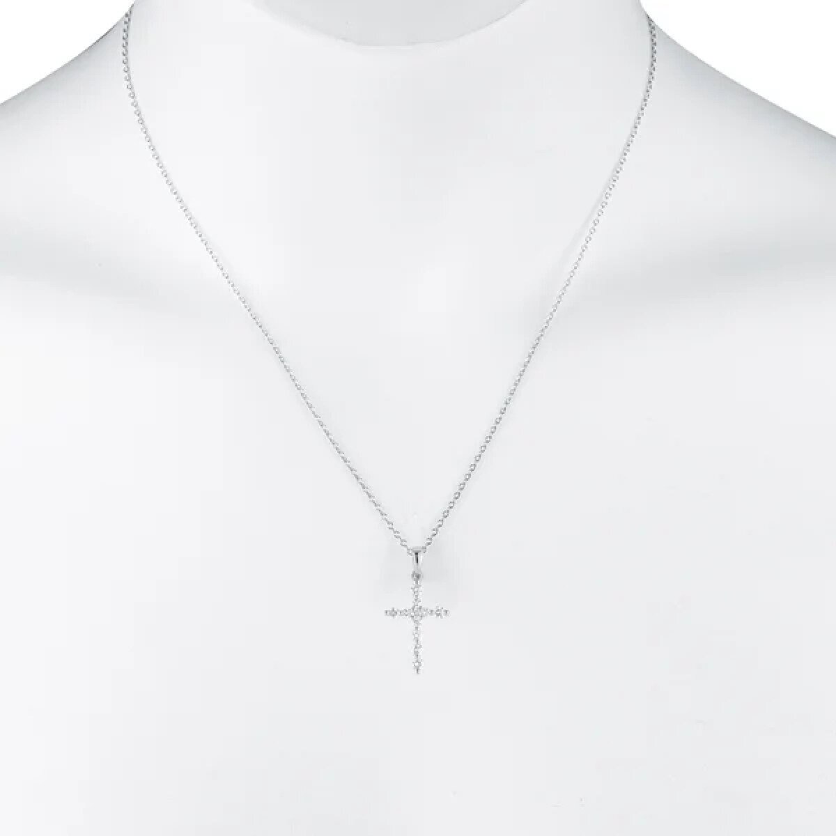 14K ホワイトゴールド 0.43カラット クロス ペンダント