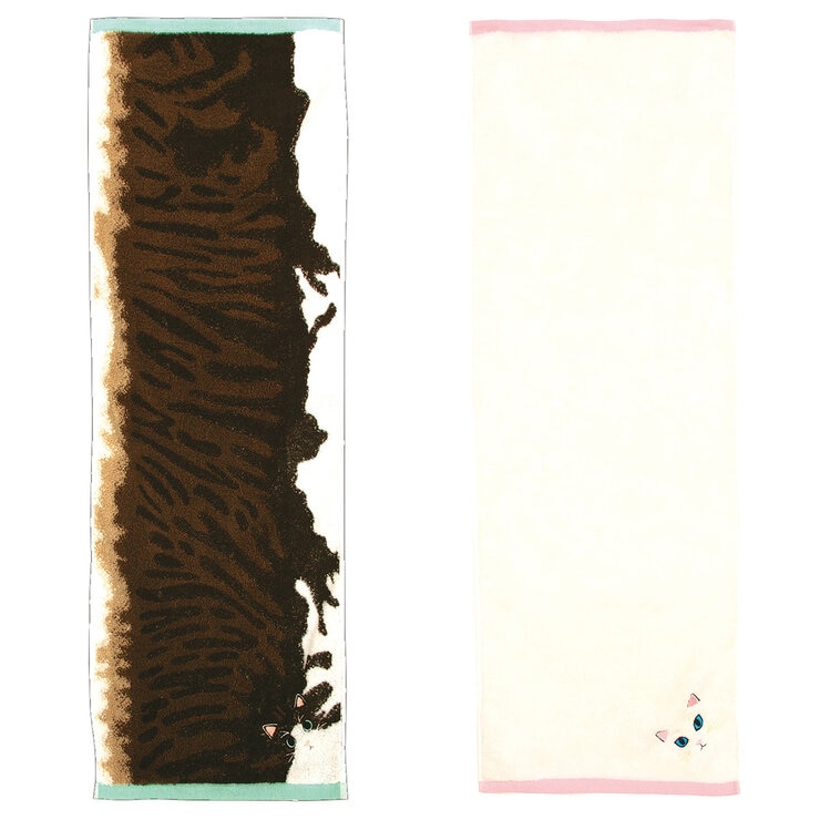 Uchinoko うちのニャンコ毛並ロングフェイスタオル 34cm x 100cm 3枚組