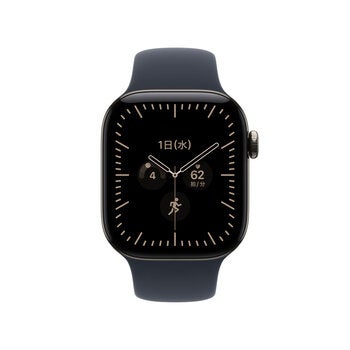 Apple Watch S12 GPS+Cellular 42mm ナチュラルチタニウムケースとネイビーブルースポーツバンド - S/M
