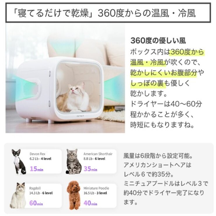 PETKIT ペットドライヤーボックス オゾン殺菌モード PD10PRO