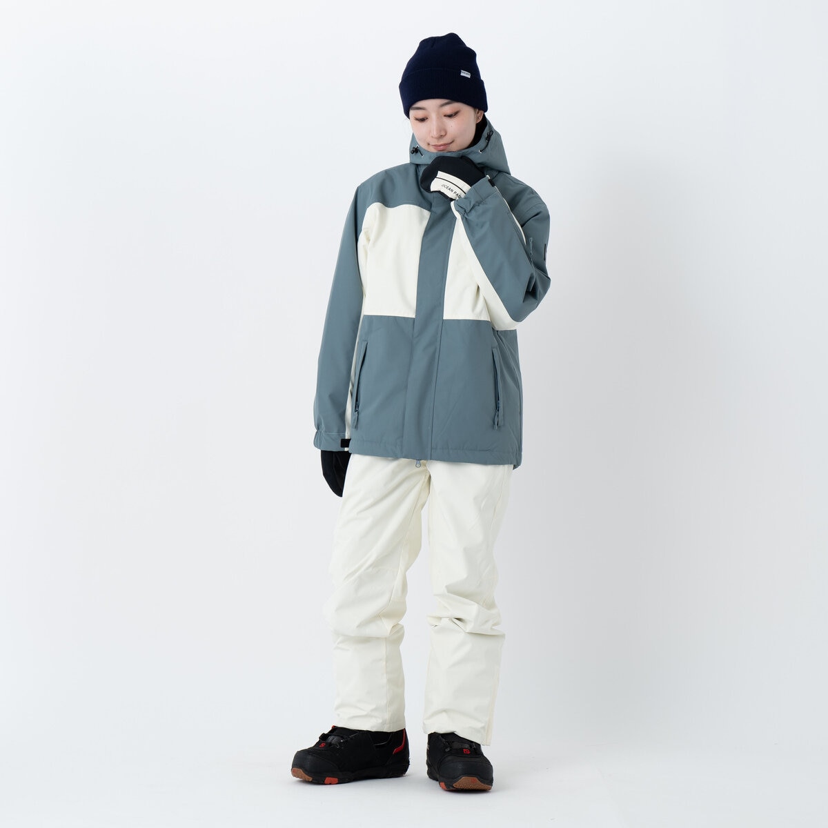 オーシャンパシフィック レディース スノージャケット クリーム / ダークグレー L