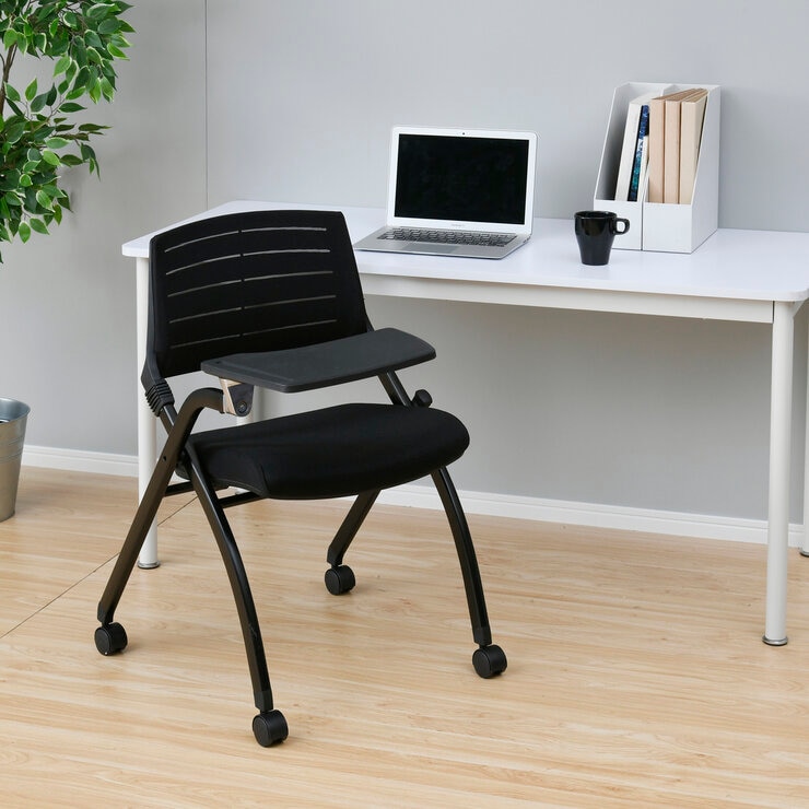 YAMAZEN キャスター付きミーティングチェア メモ台付き