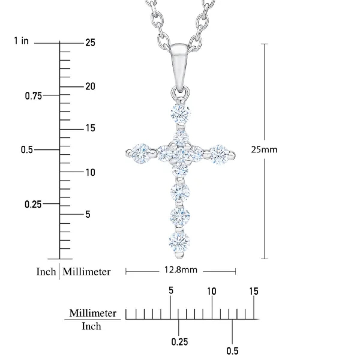14K ホワイトゴールド 0.43カラット クロス ペンダント