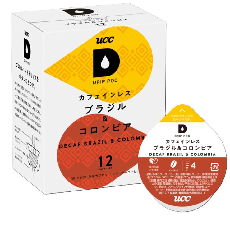 UCC DRIP POD カフェインレスコーヒー 12カプセル入 UCC DRIP POD カフェインレスコーヒー 12カプセル入