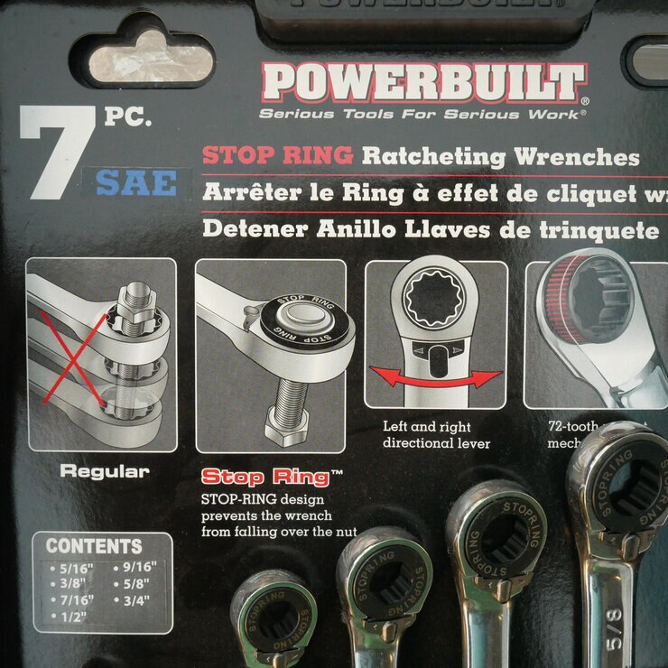 POWER BUILT ストップリングラチェットレンチ 7本 PBWRT0479 POWER BUILT ストップリングラチェットレンチ 7本 PBWRT0479