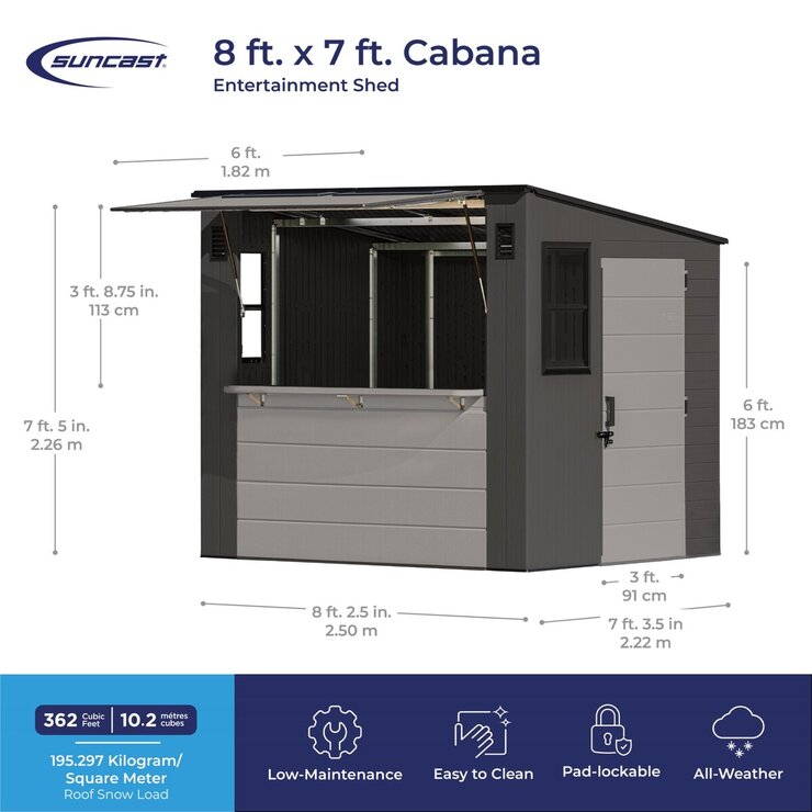 Suncast Cabana バーカウンター付き 屋外物置 Suncast Cabana バーカウンター付き 屋外物置