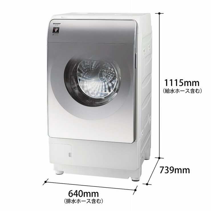 運搬取付無料！クリスタルホワイト純正シャープドラム電機洗濯乾燥機！完動品超美品！ シャープドラム式洗濯機 洗濯 12kg 乾燥 6kg クリスタルシルバー 左