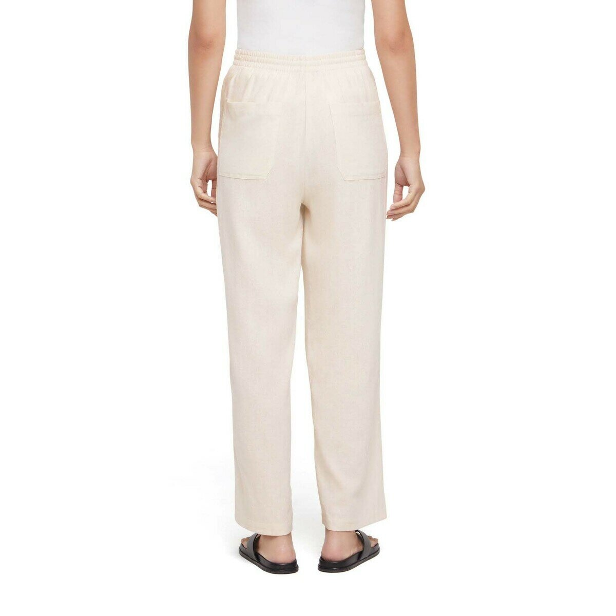 バナナ リパブリック リネン ブレンド パンツ トランジション クリーム ホワイト M