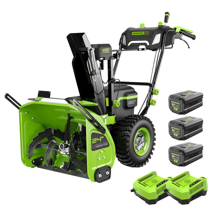 Greenworks 充電式除雪機 除雪幅61cm 80V 4Ah 充電池3個 + 充電器 2個付属 Greenworks 充電式除雪機 除雪幅61cm 80V 4Ah 充電池3個 + 充電器 2個付属
