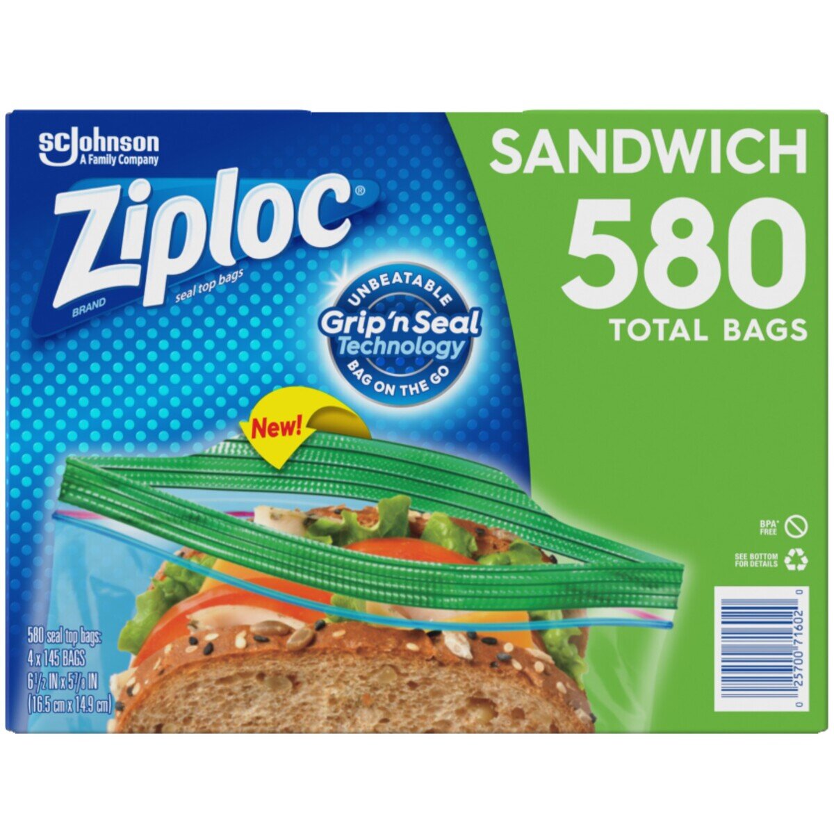 Ziploc Sandwich Bag 580 Bags