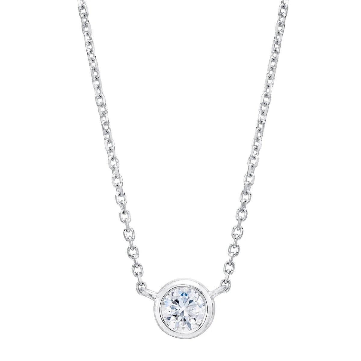 14K ホワイトゴールド 0.14カラット ラウンドカット ネックレス
