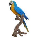 ウービア 切り株にとまるコンゴウインコの置物 ブルー 特大 H14142-1
