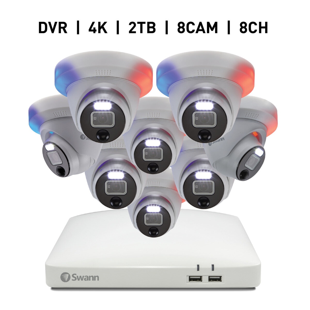 Swann（スワン）8CH 4K DVRシステム 2TB Enforcer ドーム型 カメラ8台