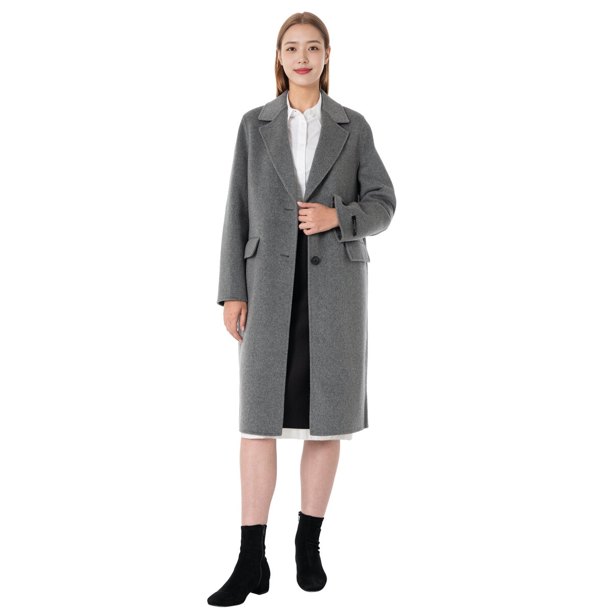 ヴィジットインニューヨーク レディース グースライニングロングコート グレー M