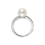 あこやパール 18K ホワイトゴールド パール 8.5mm & ダイヤモンド 0.20カラット リング
