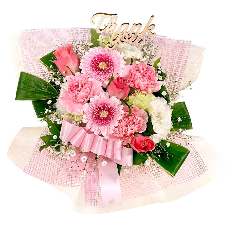 Thank you ギフト フラワーアレンジメント ピンク
