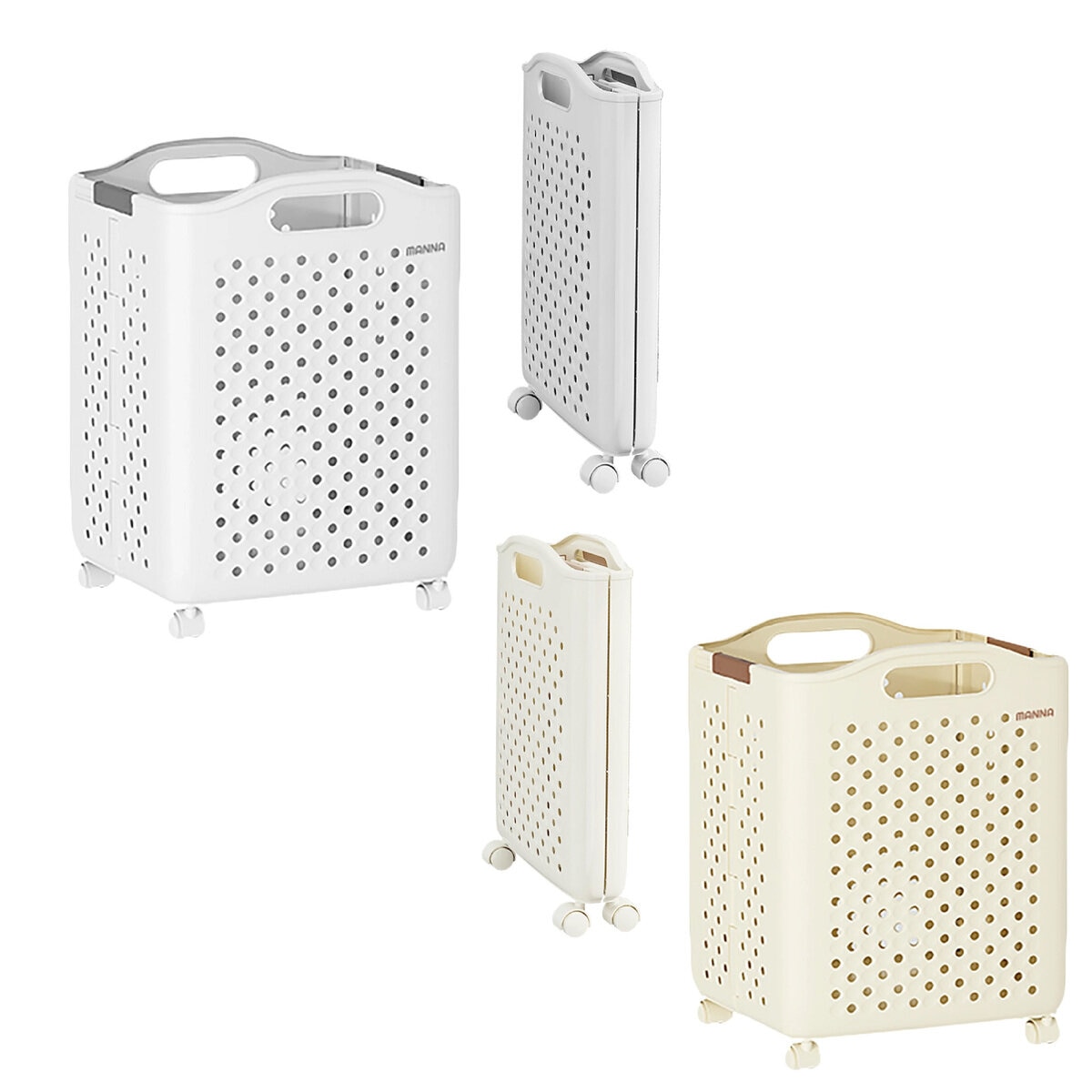 7Life ランドリーバスケット 折り畳み キャスター付き -M