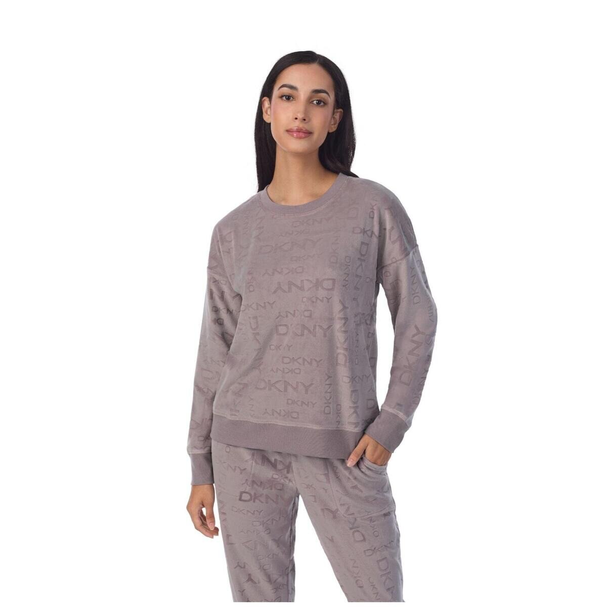 ディーケーエヌワイ ウィメンズ ロゴ ベロア セット トープ L