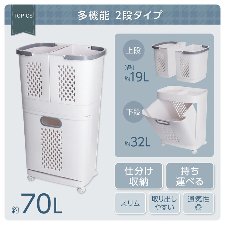 7Life ランドリーワゴン 折り畳み キャスター付き