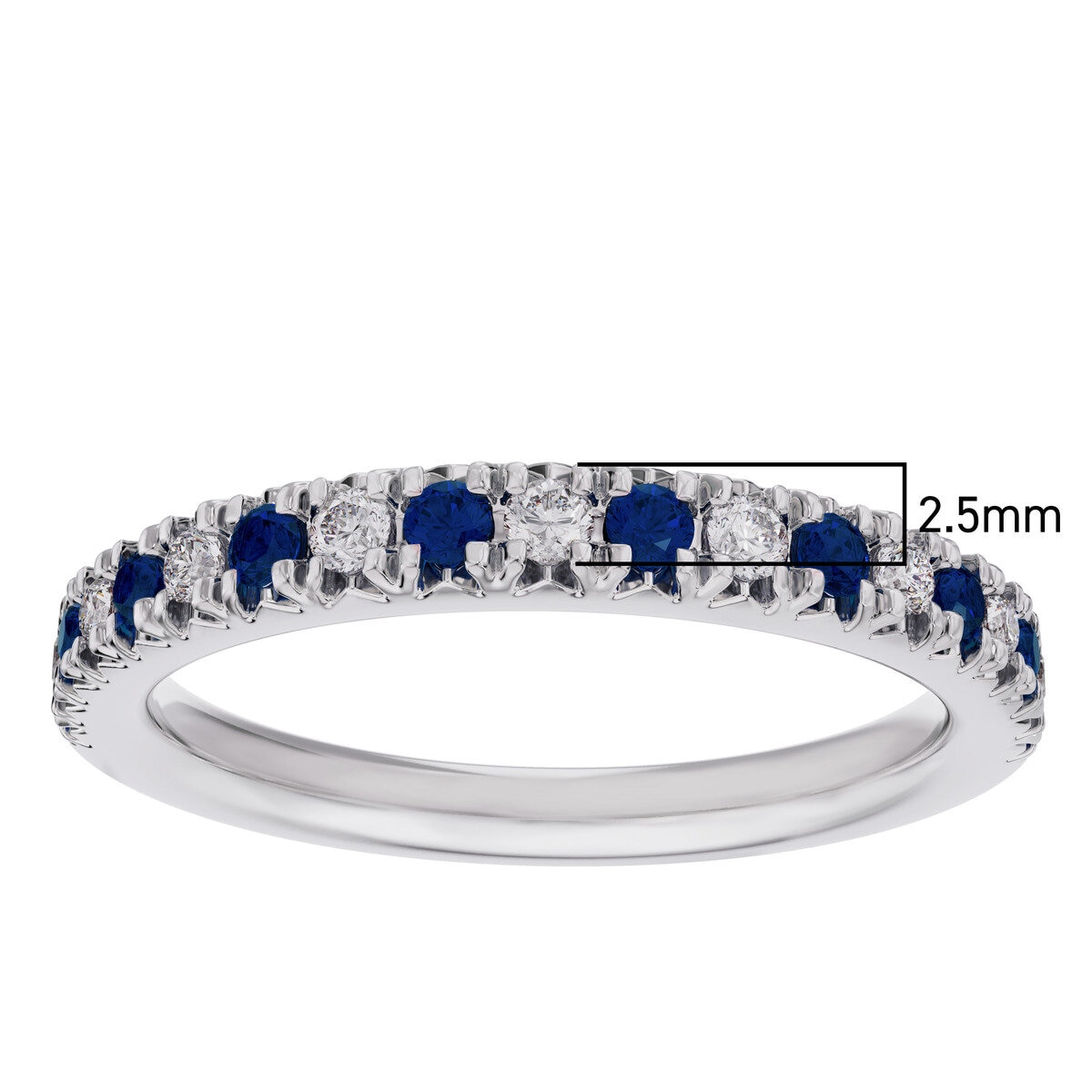 18K ホワイトゴールド 0.15カラット ダイヤモンド & ブルーサファイヤ リング