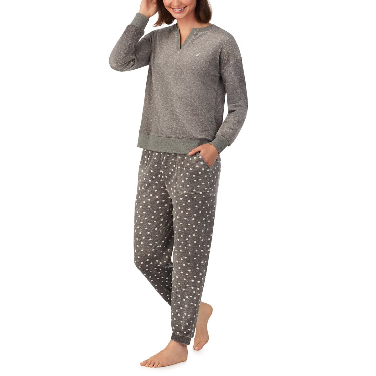 ノーティカ レディース フリース パジャマ グレー S