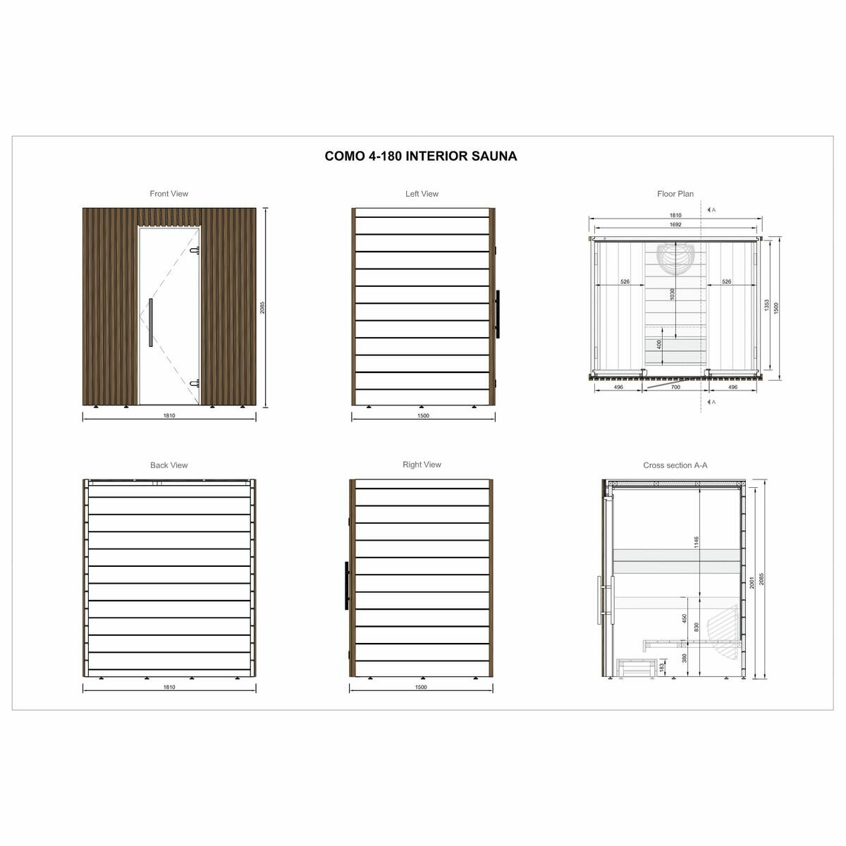 Saunature インドアサウナキャビン Como 4-180