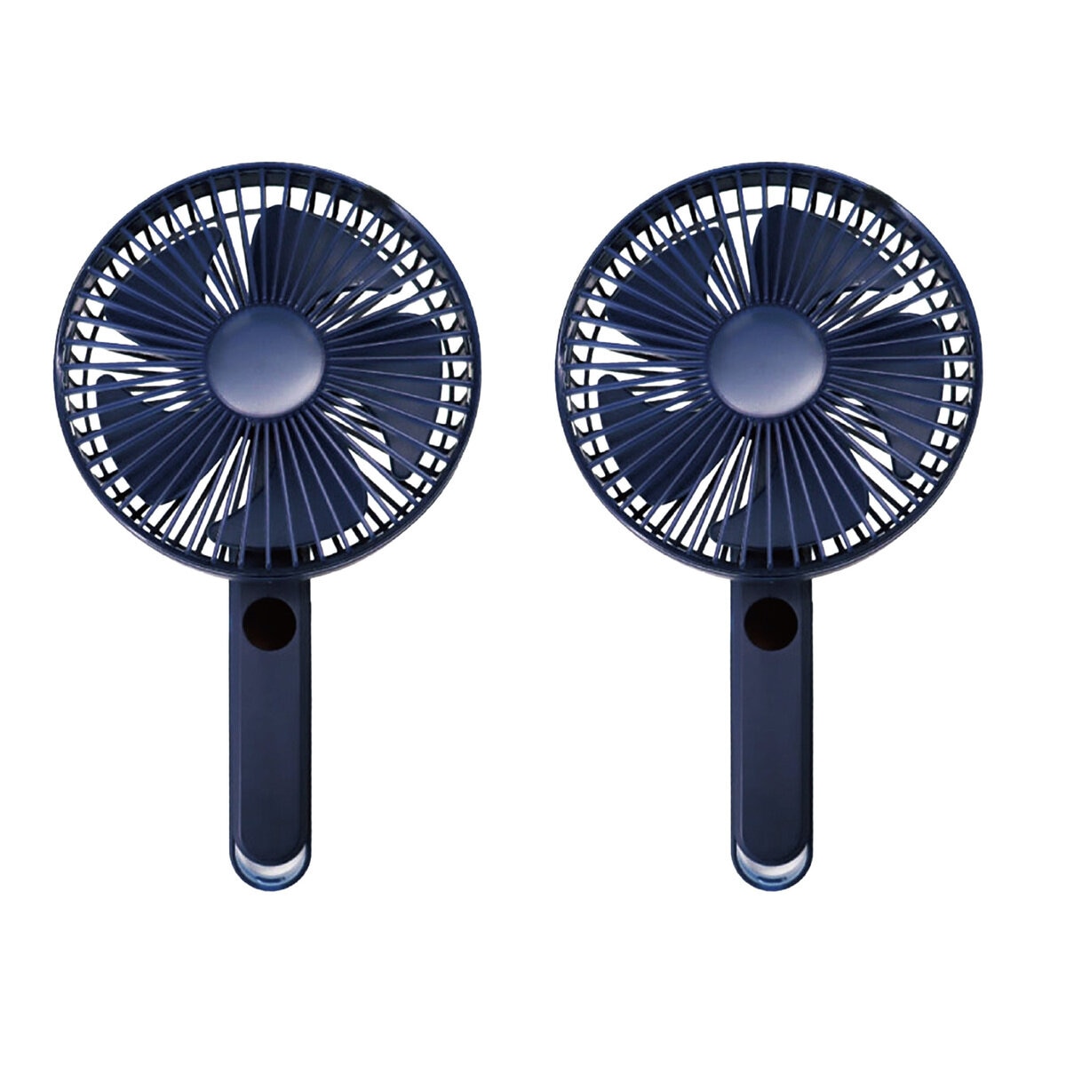 Seena ディスプレイ付 大型ハンディファン 2個セット ネイビー×ネイビー