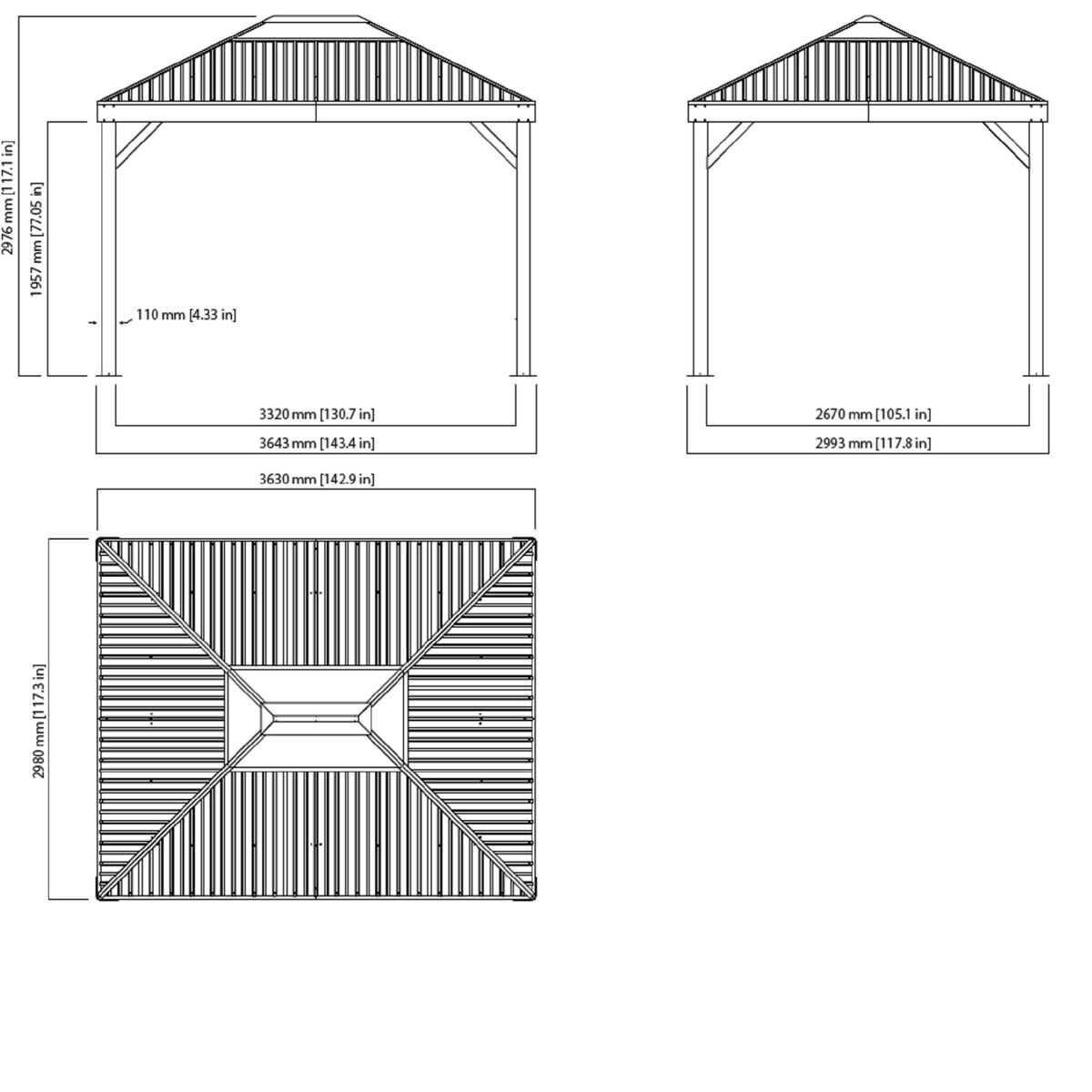 ソジャグ キルナ 10 x 12フィート（3 x 3.7m) ガゼボ メッシュカーテン付属