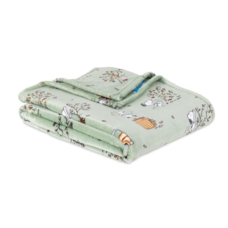 スヌーピー 大判ひざ掛け 152cm x 177cm グリーン