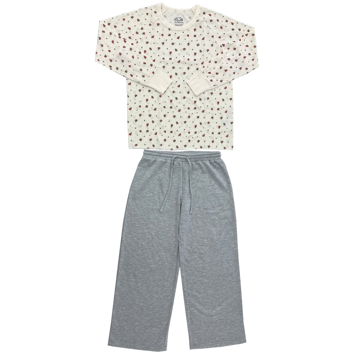 フルーツ オブ ザ ルーム 長袖 ラウンジウェアセット レッド L