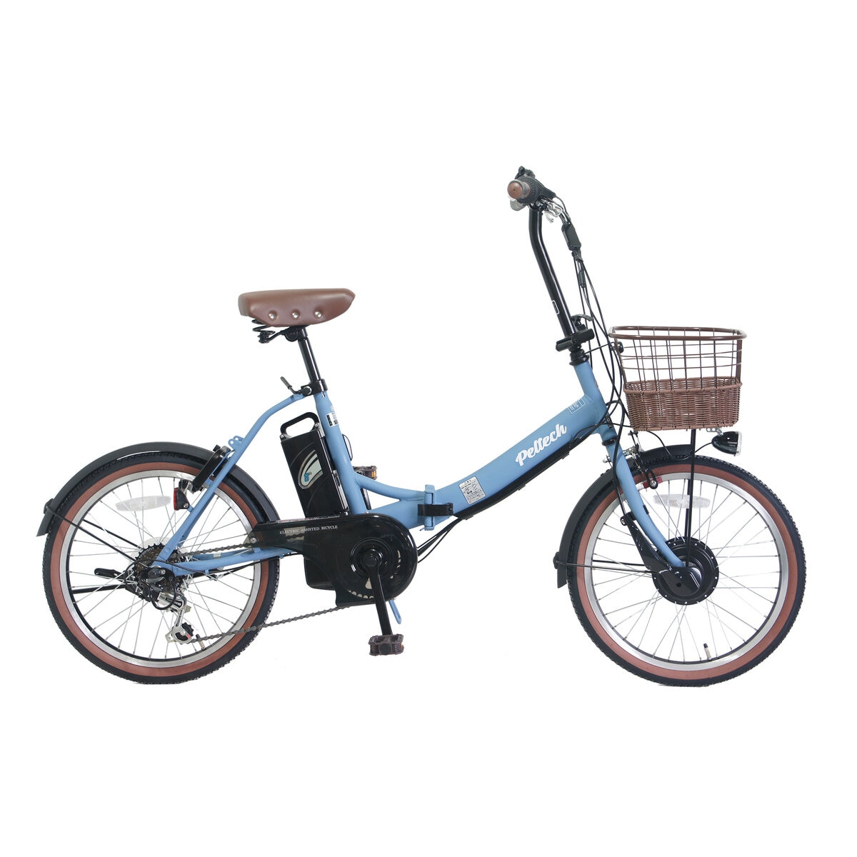 ペルテック 20インチ 折り畳み電動アシスト自転車 TDN-206LD　12Ahバッテリー ブルーグレー