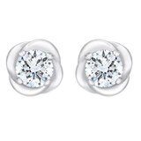 14K ホワイトゴールド 0.80カラット フローラル ピアス