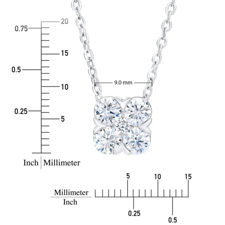 14K ホワイトゴールド 1.25カラット ダイヤモンド クローバー ネックレス