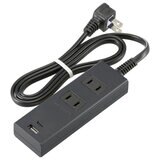 オーム電機 2口 PD対応USBポート付きタップ 　1m ホワイトHS-TU21PD23-W ／ブラック HS-TU21PD23-K