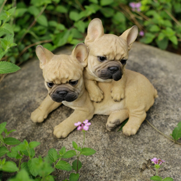 ウービア ２匹のフレンチブルドッグの置物H21156
